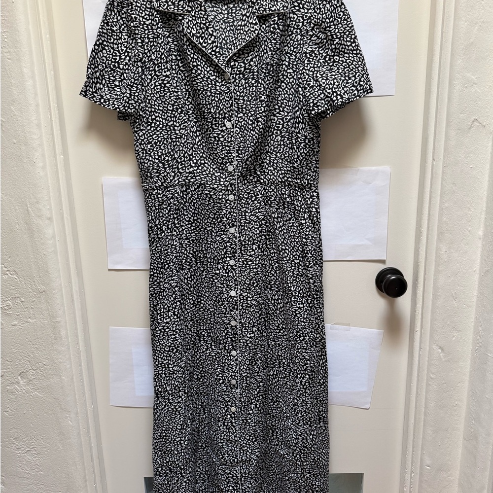 Liz Claiborne ButtonUp Black and White Patterned Maxi Dress Size 12